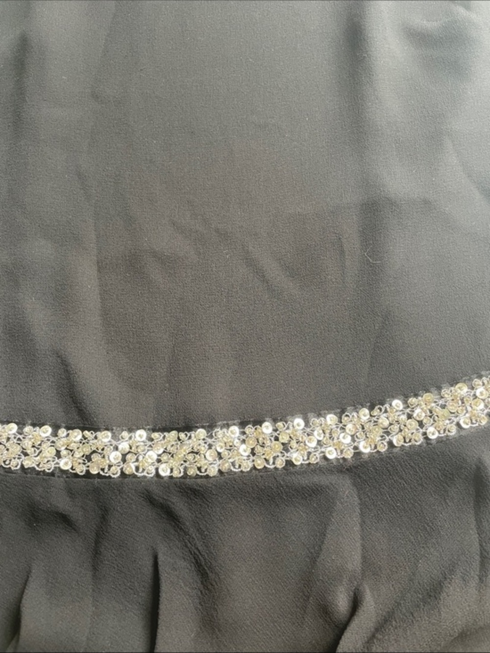Talbots Black Sleeveless Tiered Pure Silk Dress with Crystal Waistband